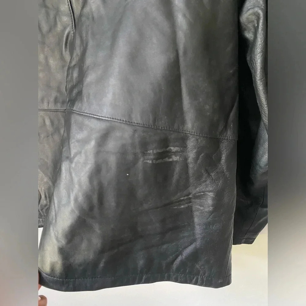 Vintage Leather Jacket Men’s XL R&R Casuals 100% Leather Black Zip - Picture 4 of 7